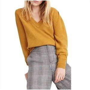 Madewell Westgate V Neck Coziest Yarn Sweater NWT Golden Yellow Mustard Sz XXS